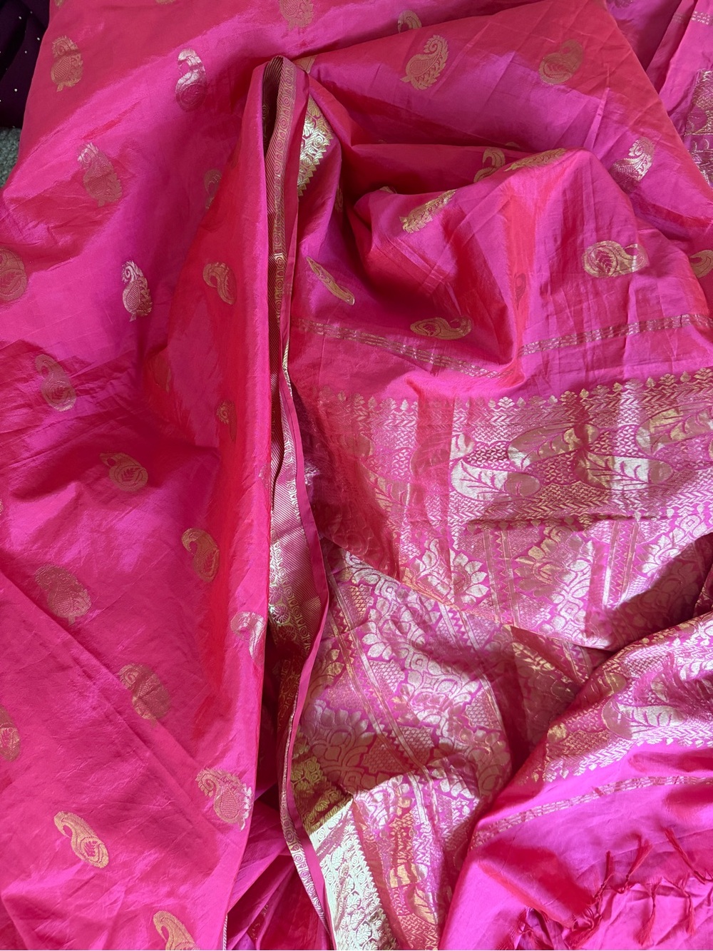 Rose color/ Rich fuscia Banarasi katan silk/ dupion silk Saree